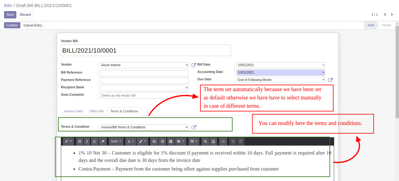 Invoice/Bill settings