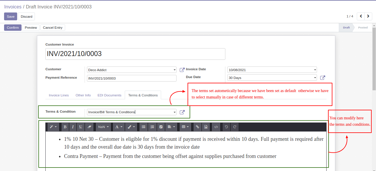 Invoice/Bill settings