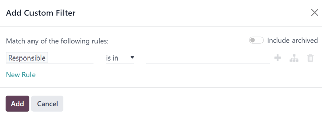 Add custom filter pop-up window that appears in Erpsys Email Marketing app.