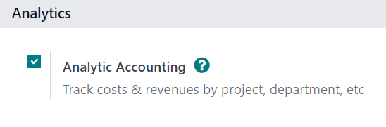 How it looks to activate the Analytic Accounting setting in erpsys Accounting Setting page.