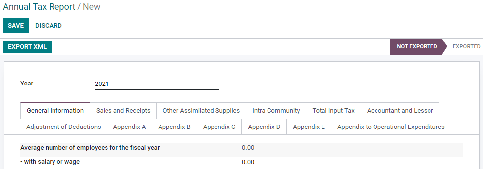 Erpsys Accounting (Luxembourg localization) generates an annual tax declaration.