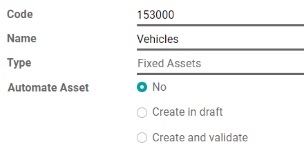 Configuration of an Assets Account in Erpsys Accounting