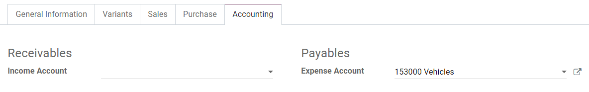 Change of the Assets Account for a product in Erpsys
