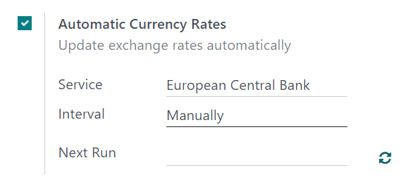 How the main currency feature appears on settings page in erpsys Accounting.