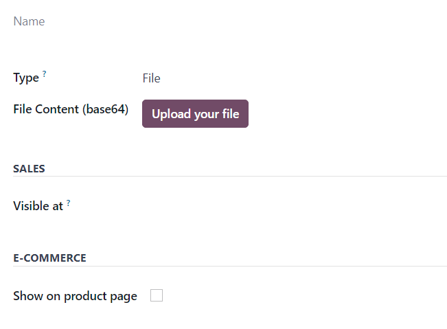 A standard document form with various fields for a specific product in erpsys Sales.