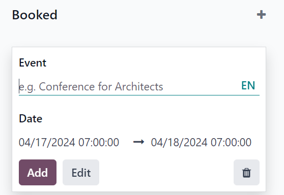 Typical blank kanban card to fill out in the erpsys Events application.