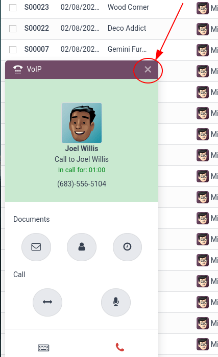 VoIP call in erpsys.