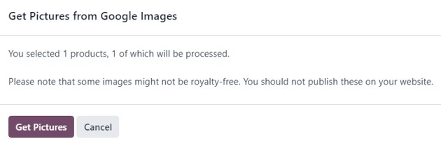 The pop-up that appears in which the user should click Get Picture in erpsys Sales.