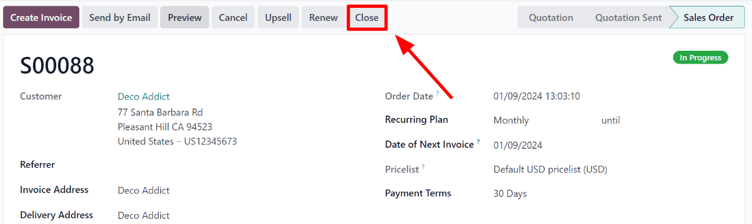 Close subscription from an administration point of view with erpsys Subscriptions.