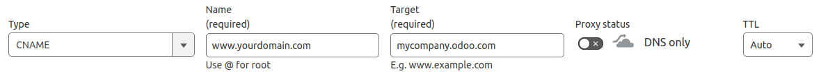 Adding a CNAME DNS record to Cloudflare to redirect a www subdomain to an Erpsys database