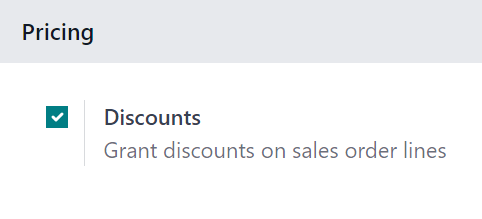 Activation of the discount option in erpsys Sales.