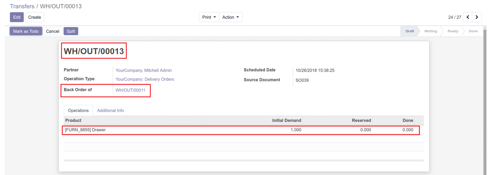 Newly Create First Delivery Order
