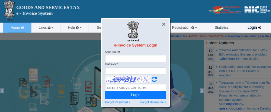 Register Erpsys ERP system on e-invoice web portal