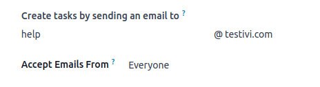 View of the email alias chosen on the dashboard view in erpsys Project