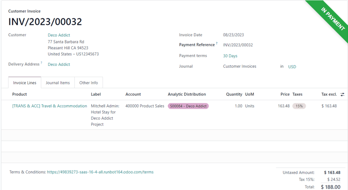 A register payment pop-up window on a customer invoice in erpsys Sales.