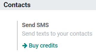 Buying credits for SMS Marketing in erpsys settings.
