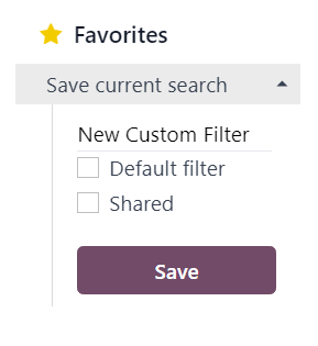 Favorites dropdown