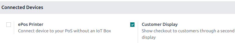 customer display setting checkbox