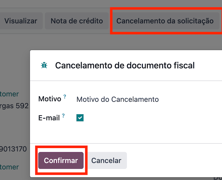 Invoice cancellation reason in Erpsys.