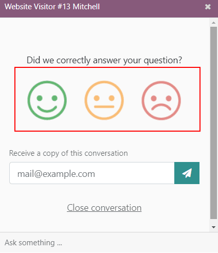 View of the chat window from a user's side for Erpsys Live Chat.