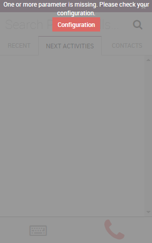 "Missing Parameter" error message in the erpsys softphone.