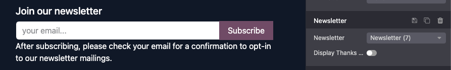 Newsletter sign-up form on erpsys website footer.