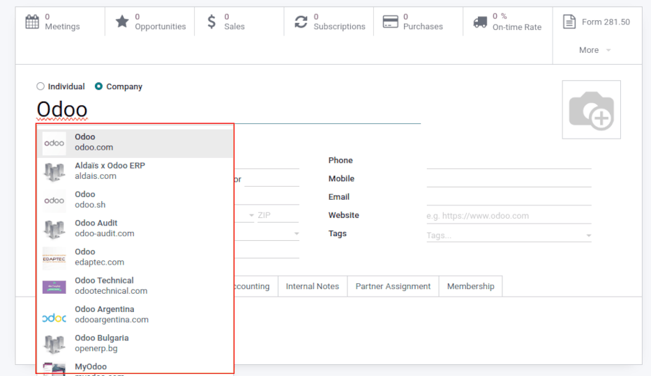 Creating a new contact in erpsys