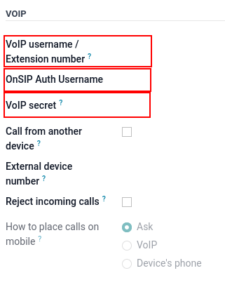 Integration of Axivox user in the erpsys user preference.