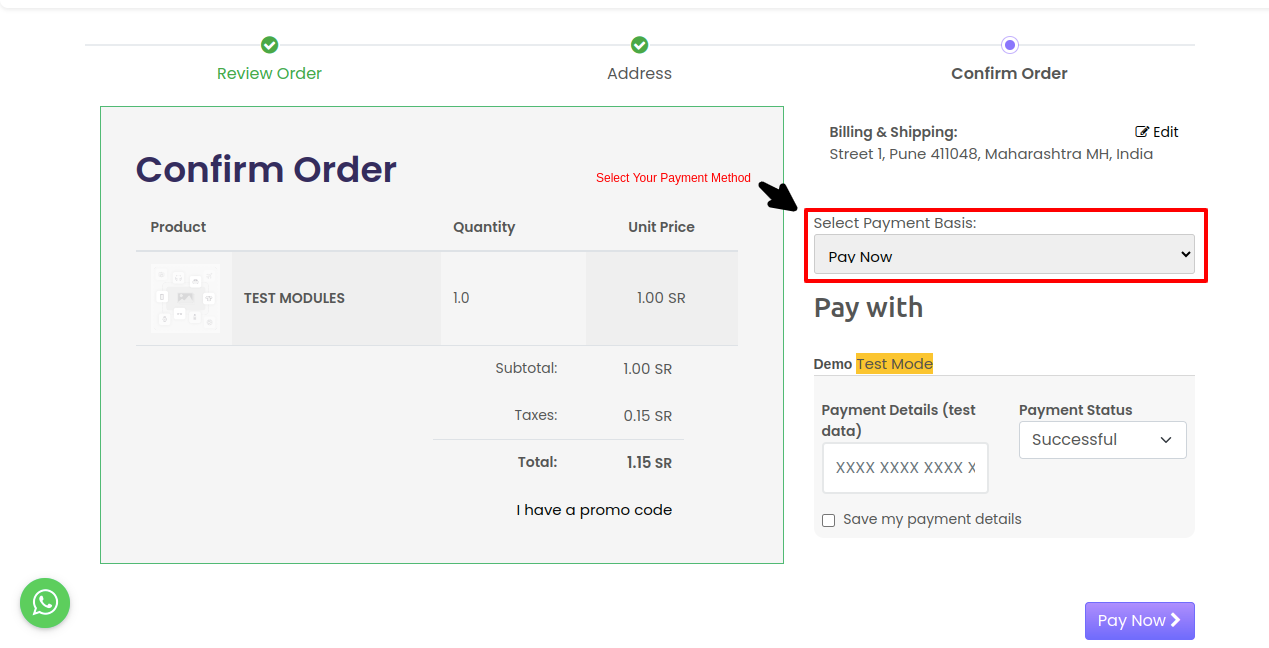 Payment and Final Confirmation