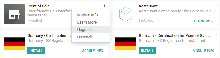 Upgrading Erpsys Point of Sale from the Apps dashboard