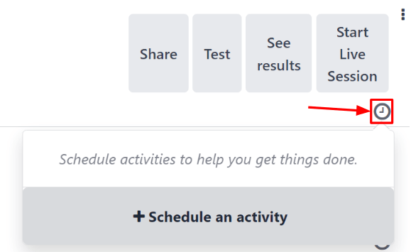 The Schedule Activities drop-down menu that appears on the erpsys Surveys dashboard.