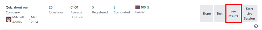 The 'See Results' button present on the main dashboard of the erpsys Surveys application.
