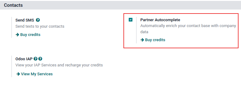 View of settings page and the activations of the feature in erpsys.