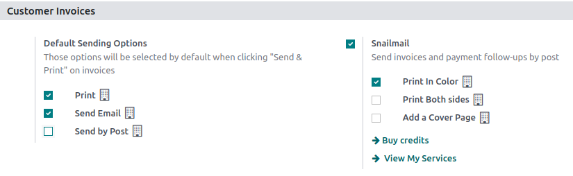 Under settings enable the snailmail feature in Erpsys Accounting
