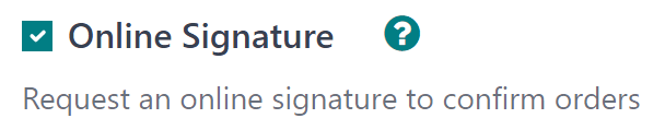 The Online Signature feature option in the Settings of the erpsys Sales application.