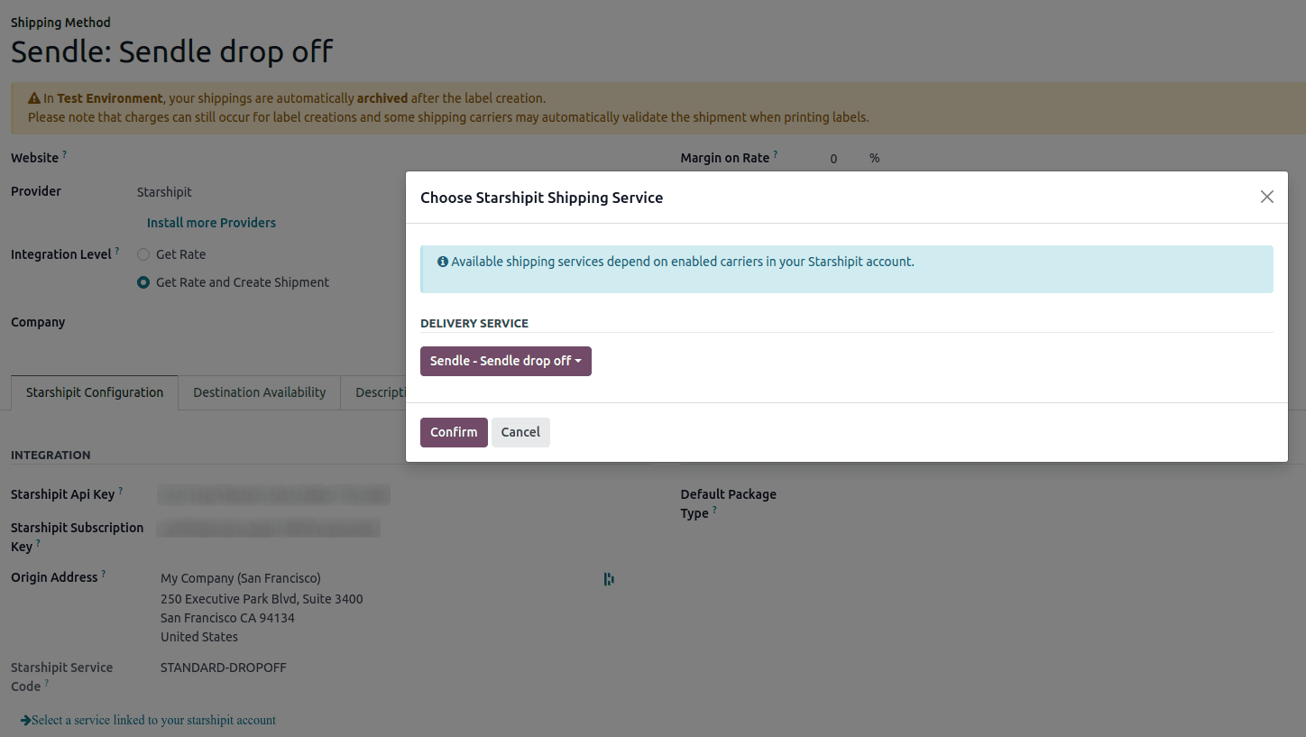Example of shipping products configured in erpsys.