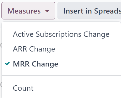 The default appearance of the MRR Breakdown reporting page in erpsys Subscriptions.