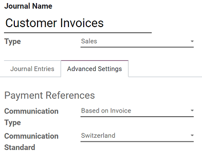 Configure your Journal to display your ISR as payment reference on your invoices in Erpsys