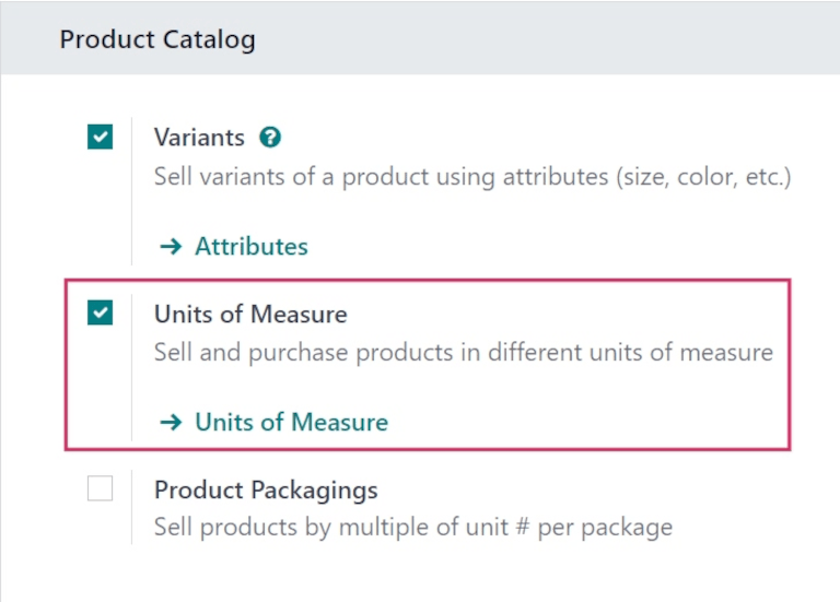 Enable the units of measure option in erpsys Sales