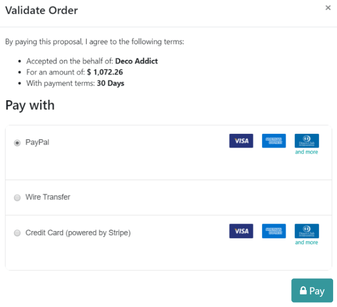 How to register a payment on a validate order pop-up window in erpsys Sales.