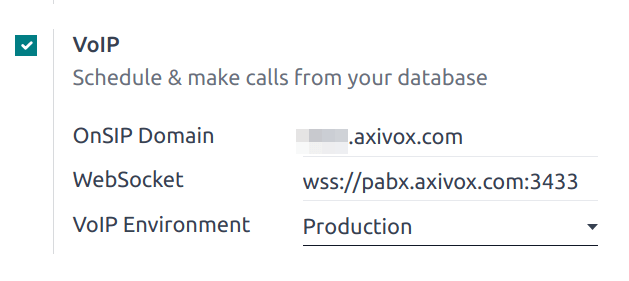 Integration of Axivox as VoIP provider in an erpsys database.